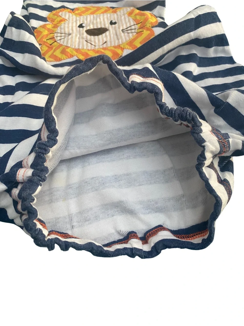 Haute Baby Striped Navy & White Lion Sleep Sack with Green Sleeves Size 0-3 M